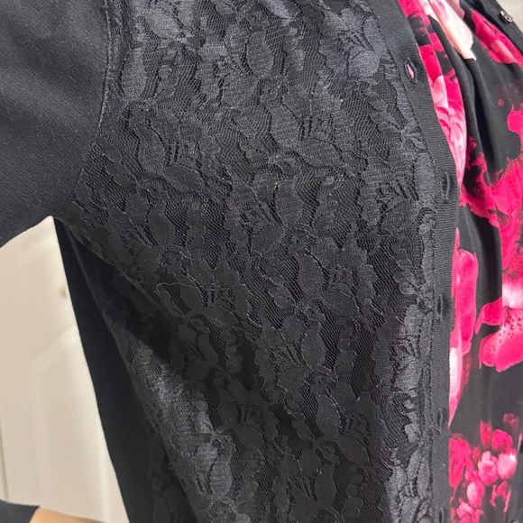 LOFT Black Cardigan Sweater With Lace XS NWT - Picture 4 of 8